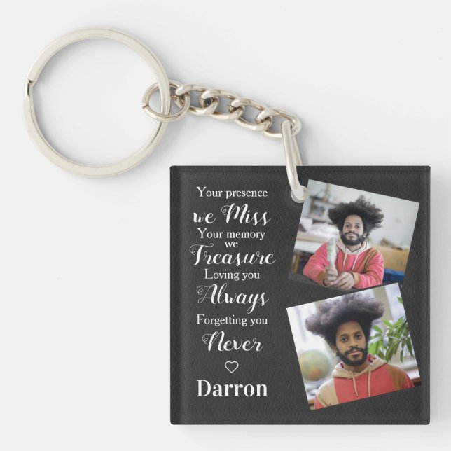 Personalised Memorial Remembrance Sympathy Photo Key Ring (Front)