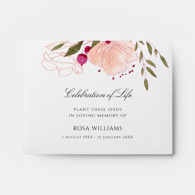 Personalised Memorial Seed Packets for Funerals  Envelope (Front)