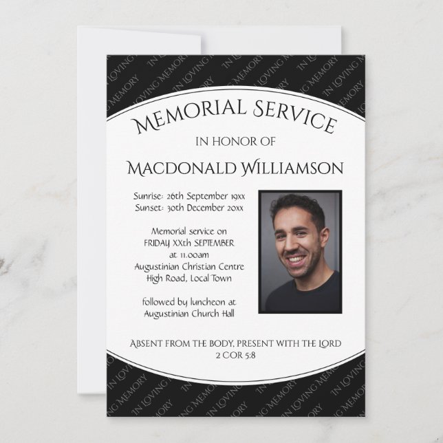 Personalised MEMORIAL SERVICE ANNOUNCEMENT (Front)
