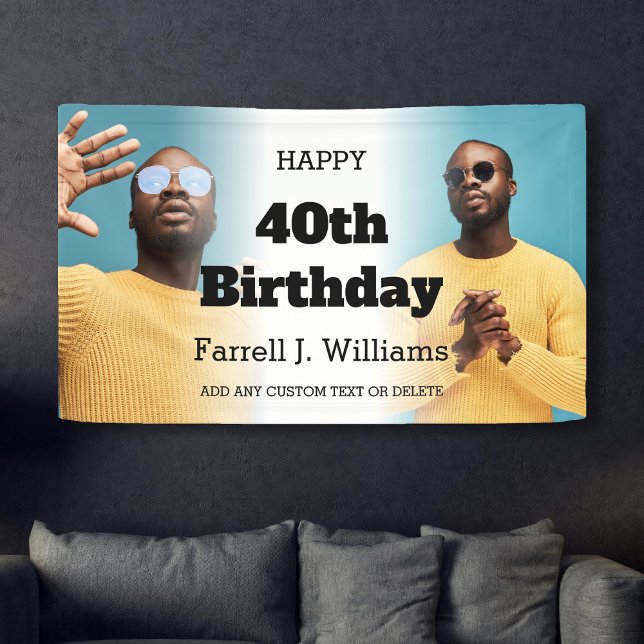 Personalised Men Photo Collage 40th Birthday Party Banner (Personalized Men Photo Collage 40th Birthday Party Banner
)
