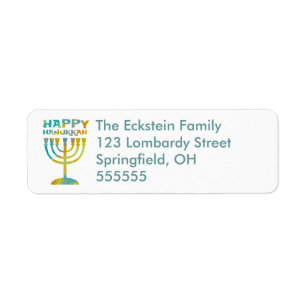 Personalised Menorah Happy Hanukkah Address Labels