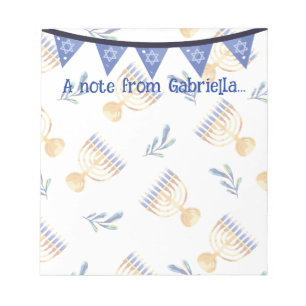 Personalised Menorah Star of David Hanukkah Notepad