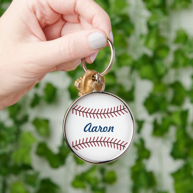 Personalised Men's Baseball Keyring Keychain Gift (Hand)