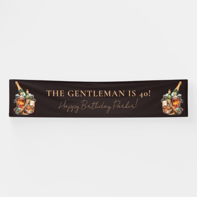 Personalised Men's Birthday  Whisky and Cigar Banner (Horizontal)