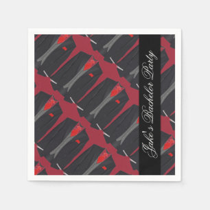 Personalised Men's Black Suit & Red Tie Napkins