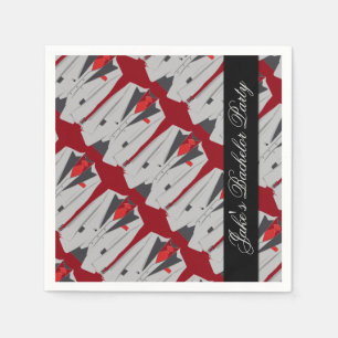 Personalised Men's Grey Suit & Red Tie Napkins