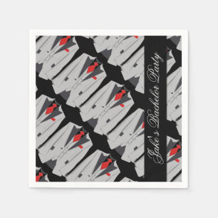 Personalised Men's Grey Suit & Red Tie Napkins 2