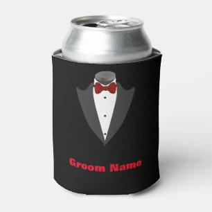 Personalised Men's Tuxedo Shirt Groom Can Cooler