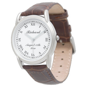 Personalised men's watch with classy leather band