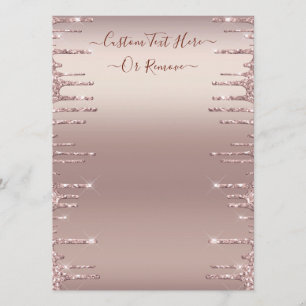 Personalised Menu Example Rose Gold Sparkly Drips