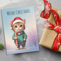 Personalised Meowy Christmas Funny Cat