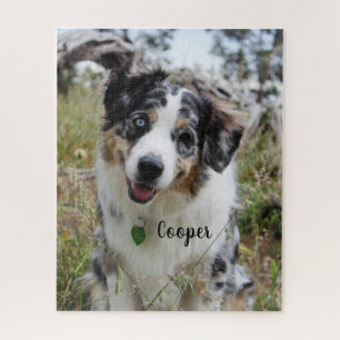 Personalised Merle Australian Shepherd Puppy Jigsaw Puzzle