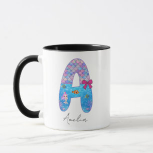 Personalised Mermaid Alphabet Letter A  Mug