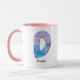 Personalised Mermaid Alphabet Letter D Mug