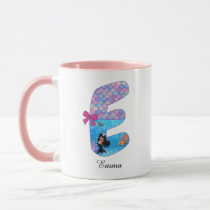 Personalised Mermaid Alphabet Letter E Mug