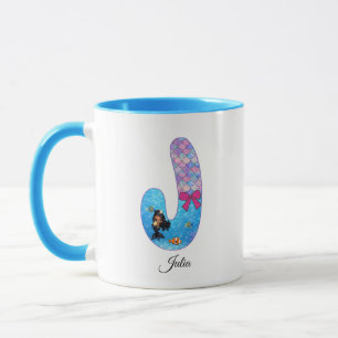 Personalised Mermaid Alphabet Letter J Mug