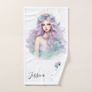 Personalised Mermaid and Sea Horse Bath Towel Set