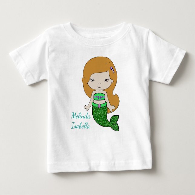 Personalised Mermaid Baby One Piece Tshirt (Front)