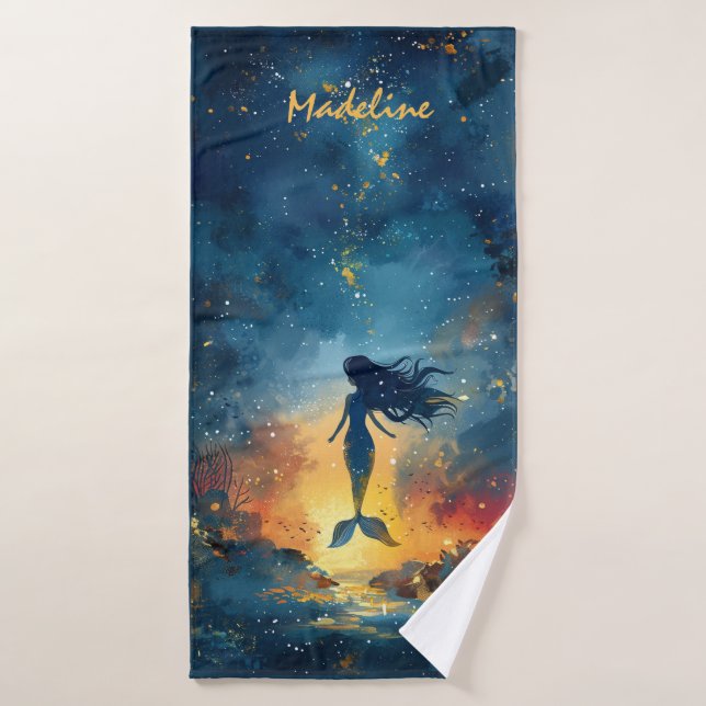 Personalised Mermaid Bath Towel Custom Gift (Bath Towel)