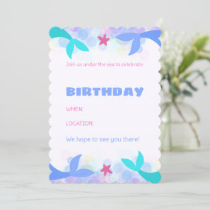 Personalised Mermaid Birthday Invitations