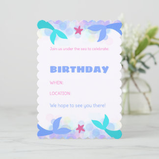 Personalised Mermaid Birthday Invitations