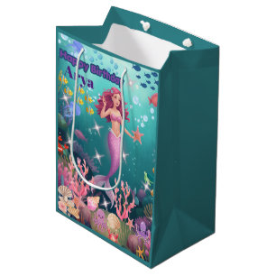 Personalised Mermaid Birthday Party Invitation Medium Gift Bag