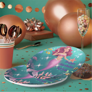 Personalised Mermaid Birthday Party Invitation Paper Plate