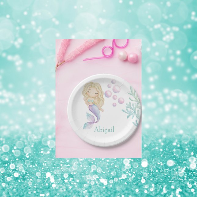 Personalised Mermaid Birthday Party Paper Plate (Creator Uploaded)