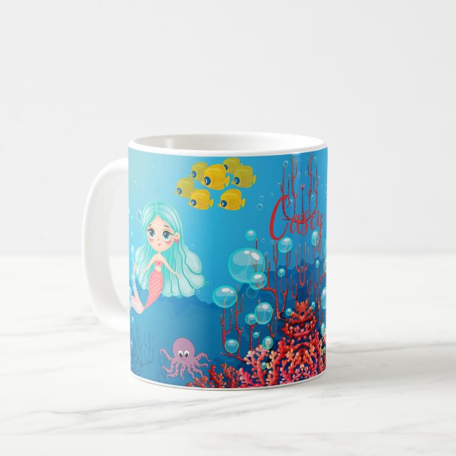 Personalised Mermaid  Coffee Mug (Front Left)