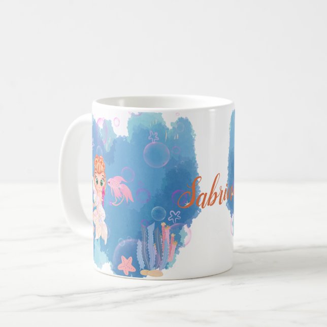 Personalised Mermaid  Coffee Mug (Front Left)