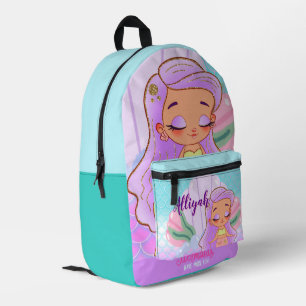 Personalised Mermaid Cyan/Azure Printed Backpack