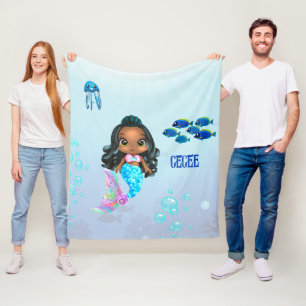 Personalised Mermaid  Fleece Blanket