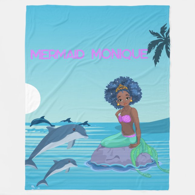 Personalised Mermaid  Fleece Blanket (Front)