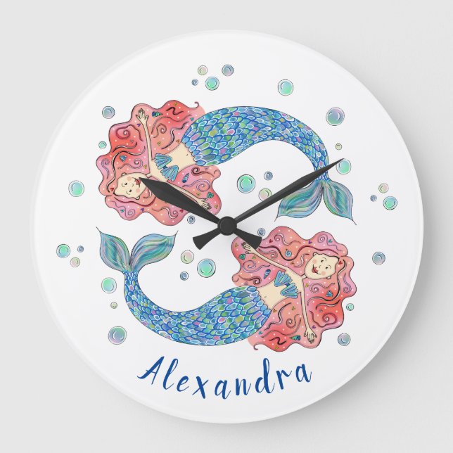 Personalised Mermaid Large Clock (Front)