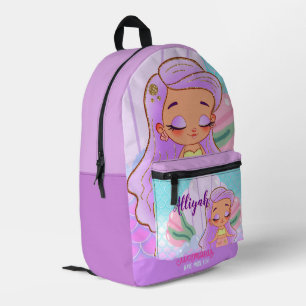 Personalised Mermaid Lavender Printed Backpack