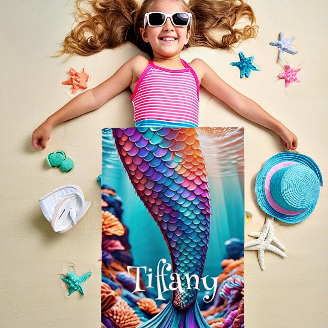 Personalised mermaid tail beach towel (Creator Uploaded)