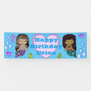 Personalised Mermaid Themed Happy Birthday Banner