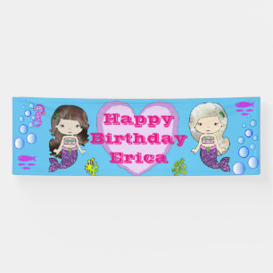 Personalised Mermaid Themed Happy Birthday Banner