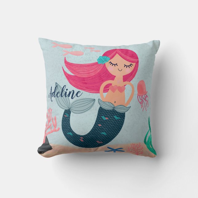 Personalised Mermaid Throw Pillow (Front)