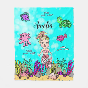 Personalised Mermaid Under the Sea Blanket