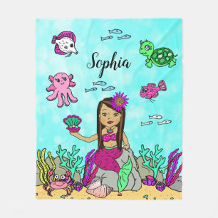 Personalised Mermaid Under the Sea Blanket