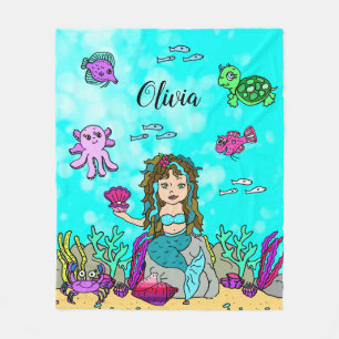Personalised Mermaid Under the Sea Blanket