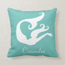 Personalised Mermaid White Teal blue monogrammed