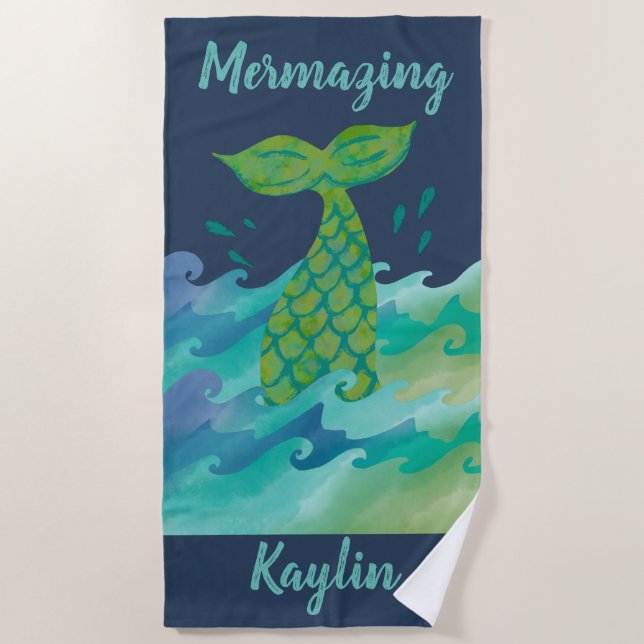 Personalised Mermazing Mermaid Beach Towel (Front)