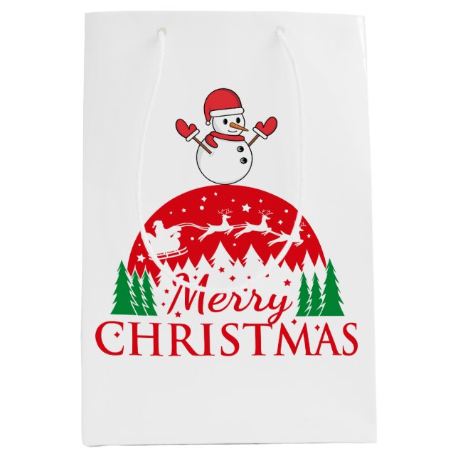 Personalised Merry and Bright Christmas        Medium Gift Bag (Front)