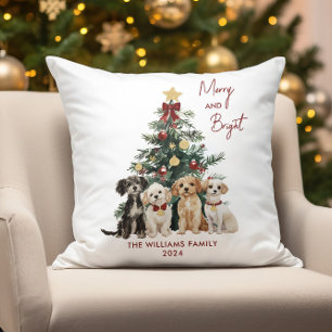 Personalised Merry & Bright Dogs Christmas Cushion