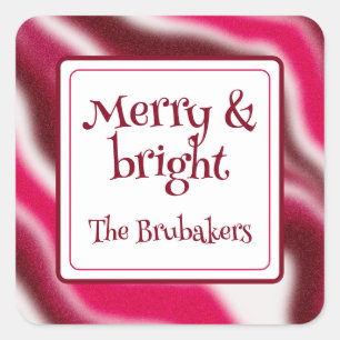 Personalised Merry & Bright Fun Red Christmas  Square Sticker