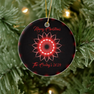 Personalised Merry Christmas Abstract Prism Art Ceramic Ornament