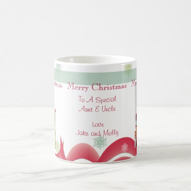 Personalised Merry Christmas Aunts & Uncles Photo Coffee Mug (Center)