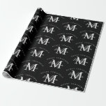 Personalised Merry Christmas Black White Monogram Wrapping Paper<br><div class="desc">A personalised "Merry Christmas" monogram design with a Xmas black background colour. An ideal festive custom design for the holiday season. Customise the monogram and make it your own!</div>